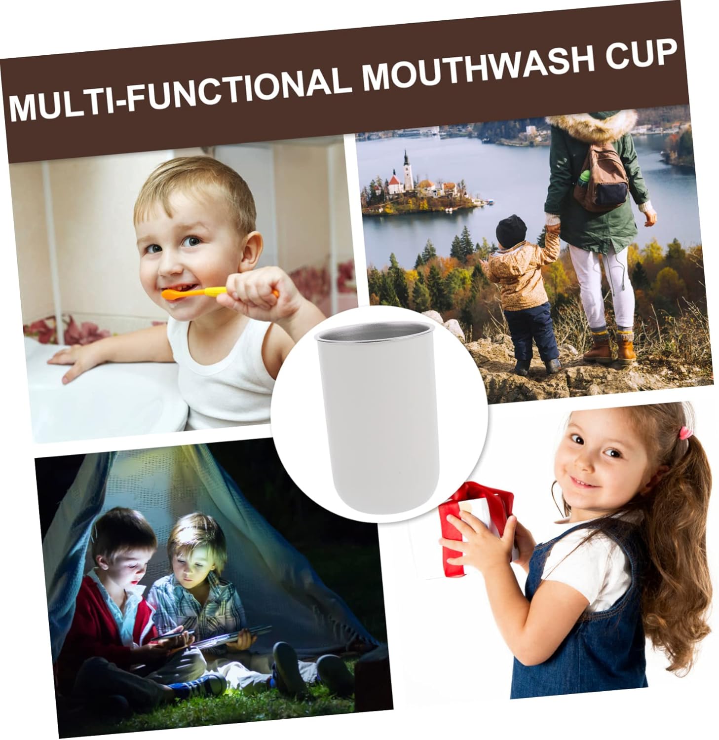 Anneome 2pcs Stainless Steel Mouthwash Cup for Boys and Girls