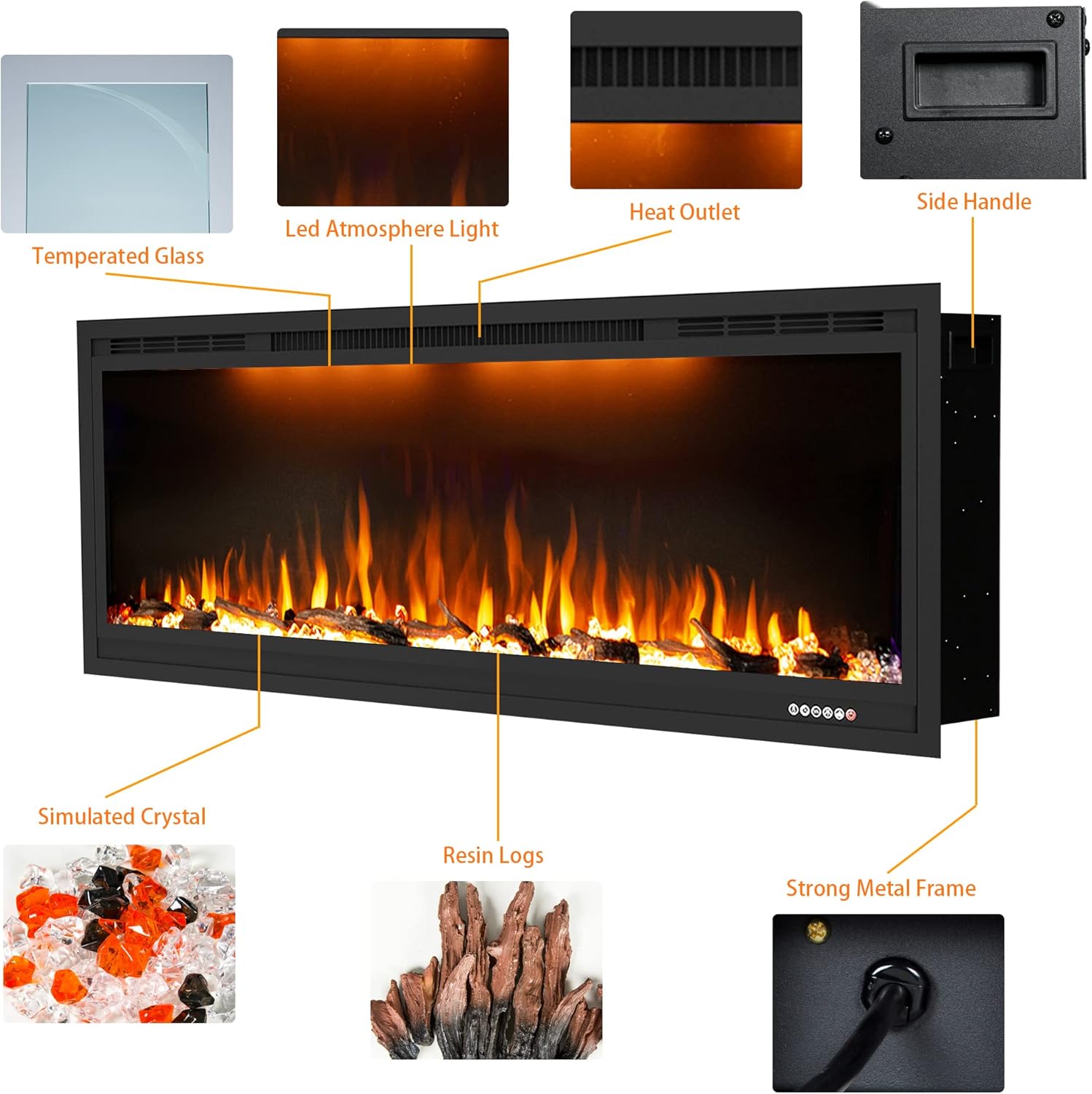 Dreamflame 74 Inch Electric Fireplace with Smart Control