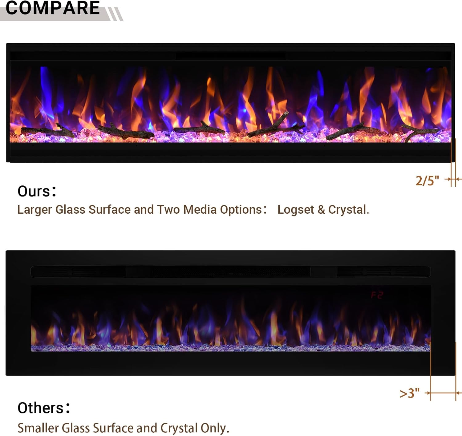 Feelcoo 60 Inch Ultra-Thin Electric Fireplace