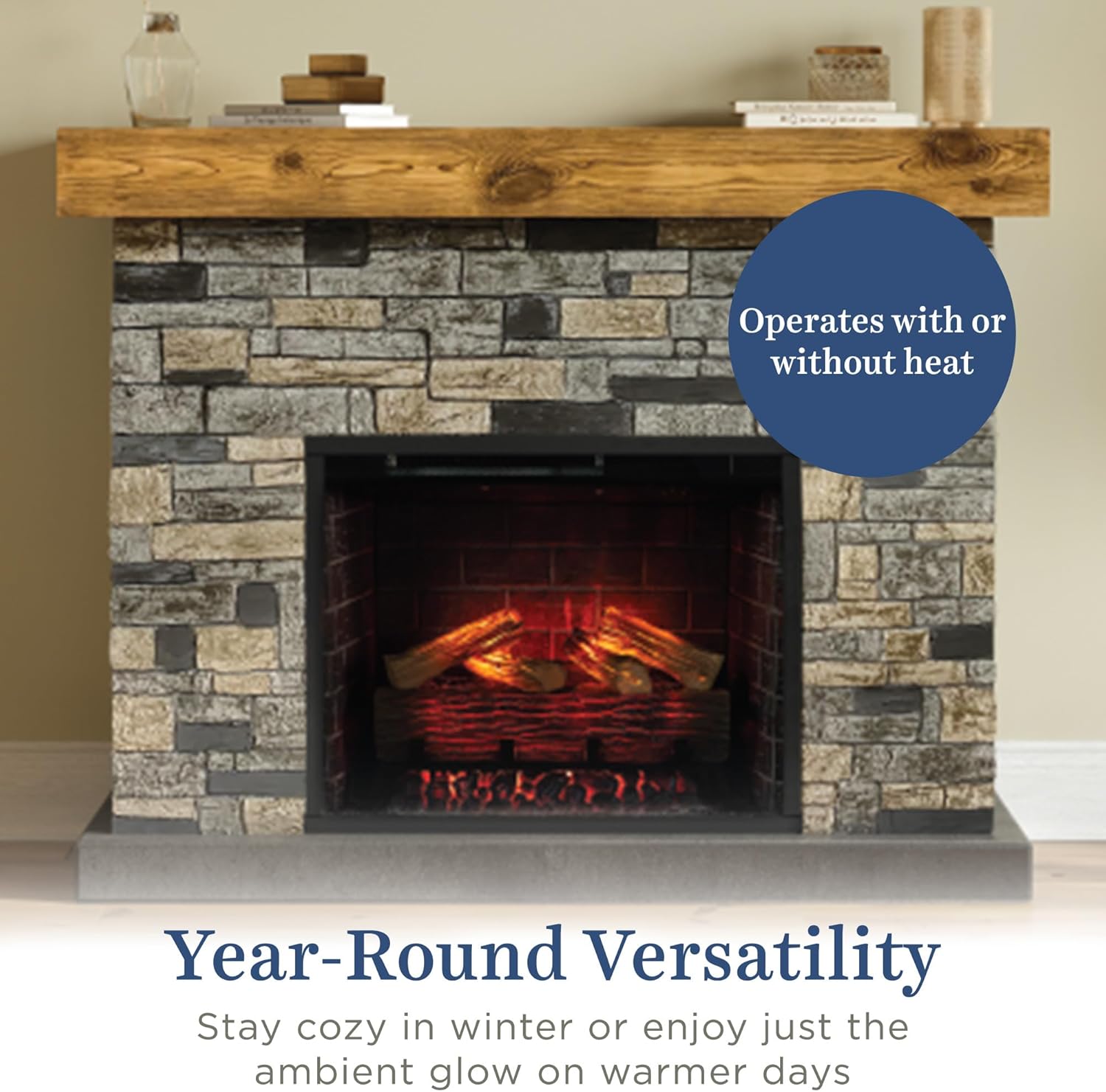 Country Living - Dixson Electric Fireplace with Mantel 28 Wood Insert