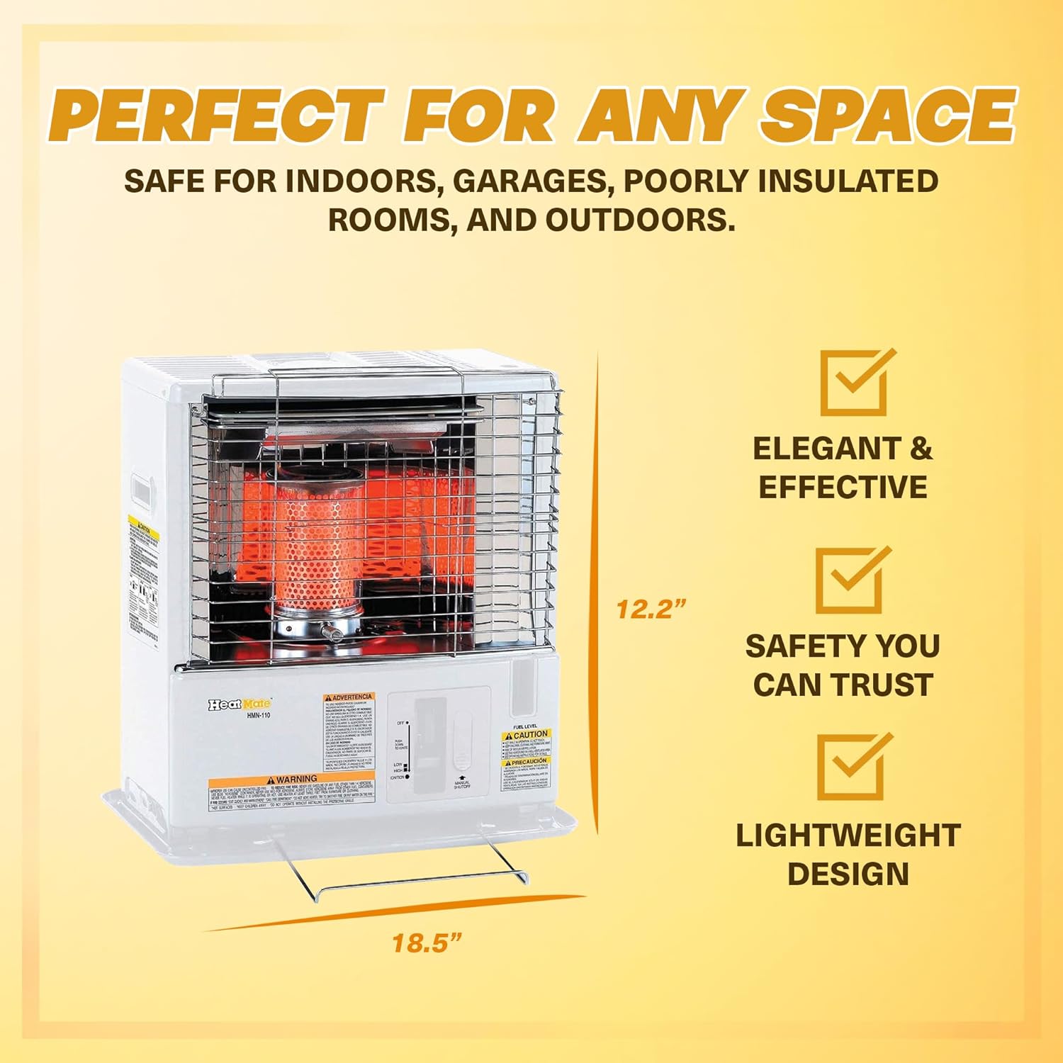 KeroHeat Sengoku Kerosene Heater 10000 BTU Cordless White
