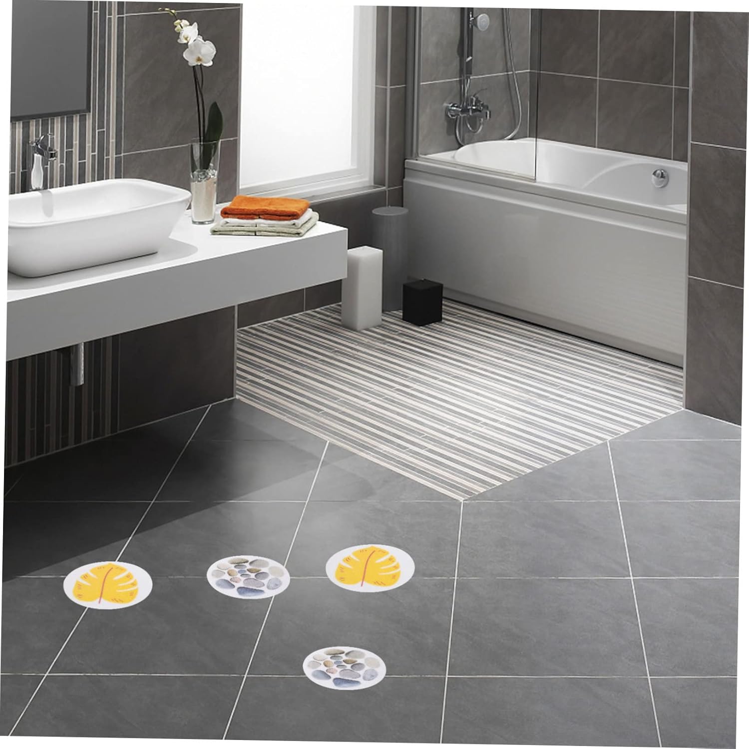 2sets Bathtub Stickers with Anti-Slip Design for Boy Girl