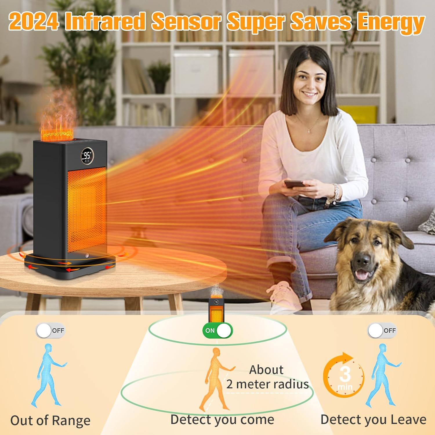 Verminget 1500W PTC Space Heater with Humidifier and 3D Flame Effect