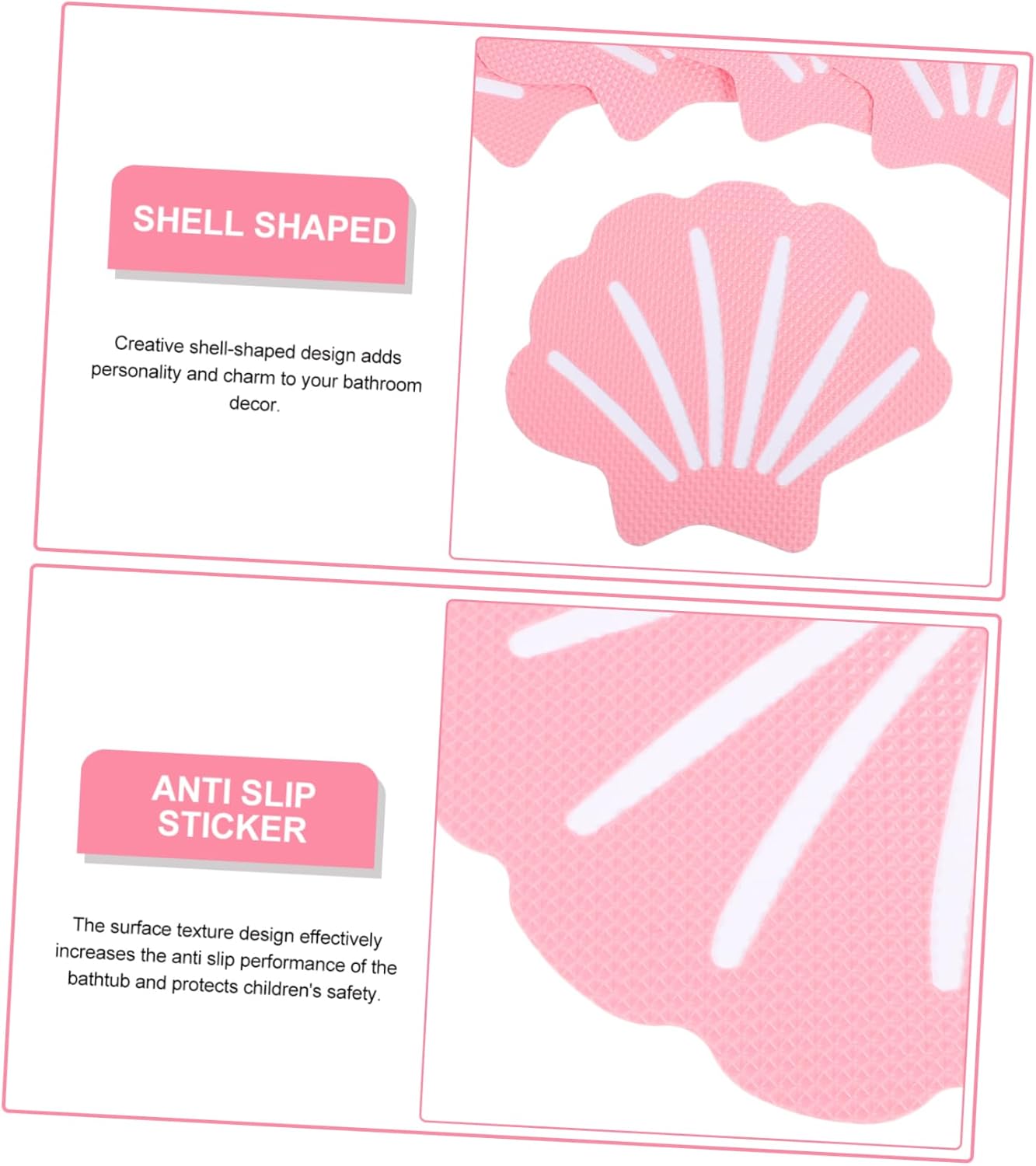 VOSAREA 12Pcs Shell Design Non-Slip Tub Stickers