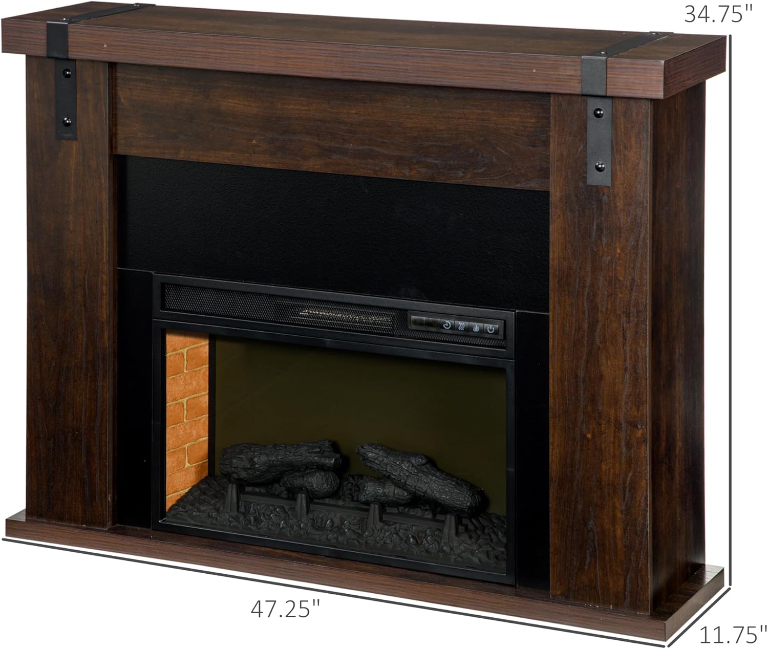 35 Inch Electric Fireplace with Mantel and Remote