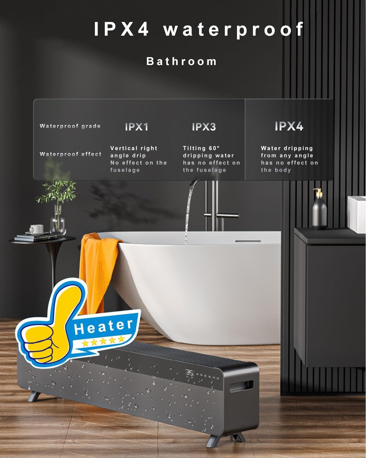 HSPLXYT Baseboard Heater with Humidifier and 5D Flame