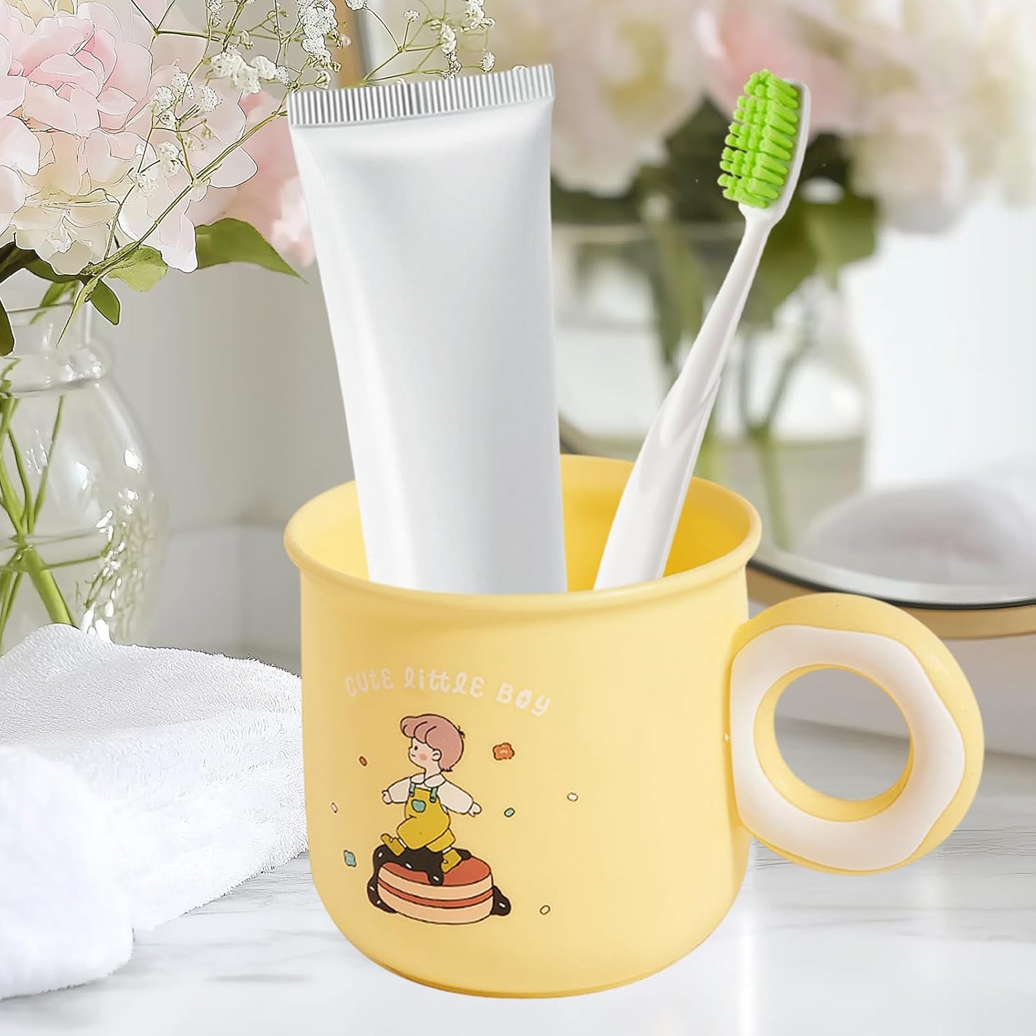 Cute Toothbrush Holder Cup for Kids with Kawaii Dessert Design