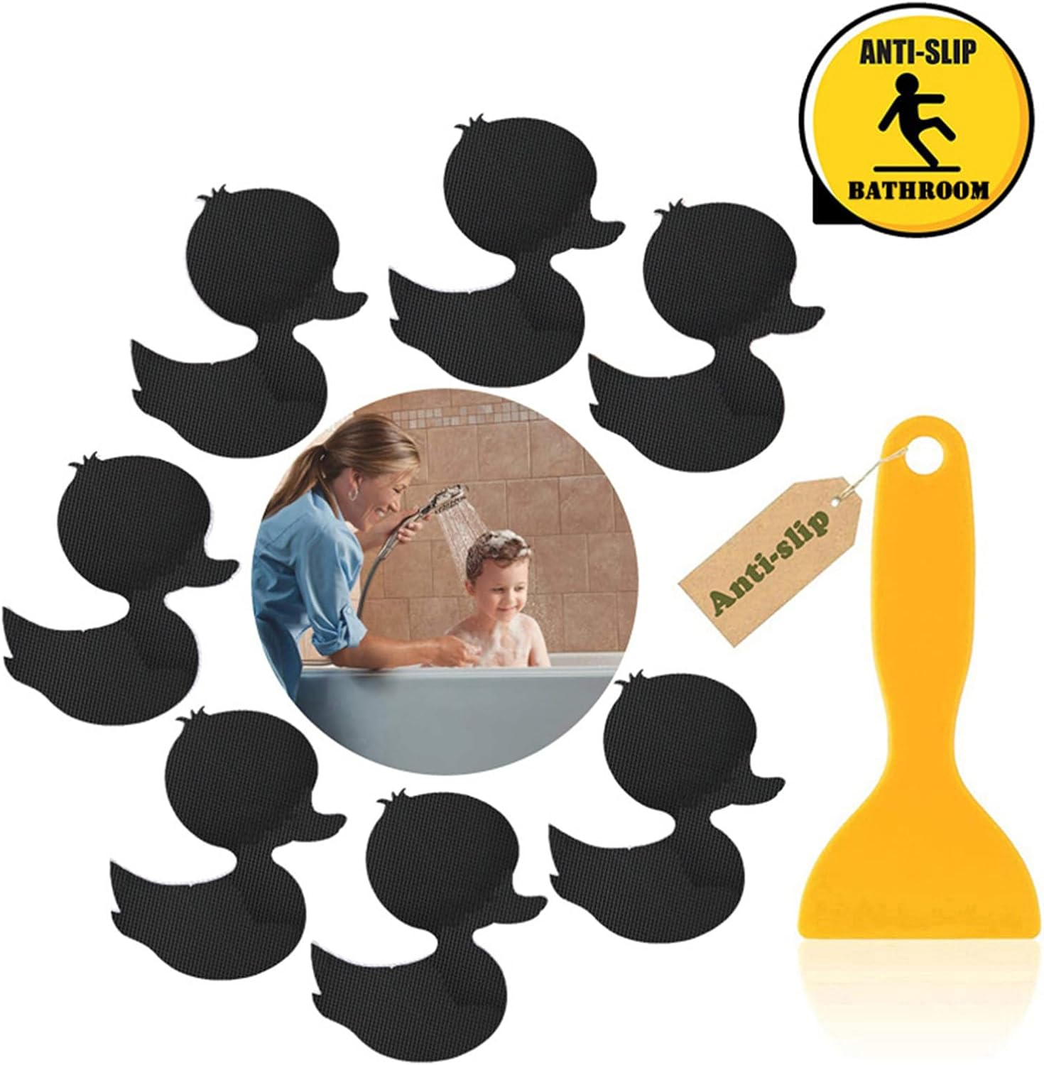 12pcs Anti-Slip Duck Mats for Bathtub and Bathroom Use