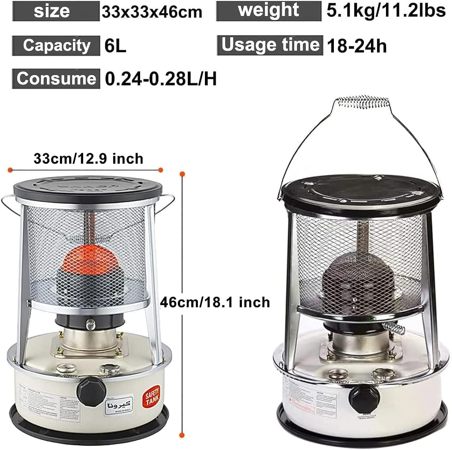 MDybf Kerosene Stove Heater 6L Portable Stainless Steel