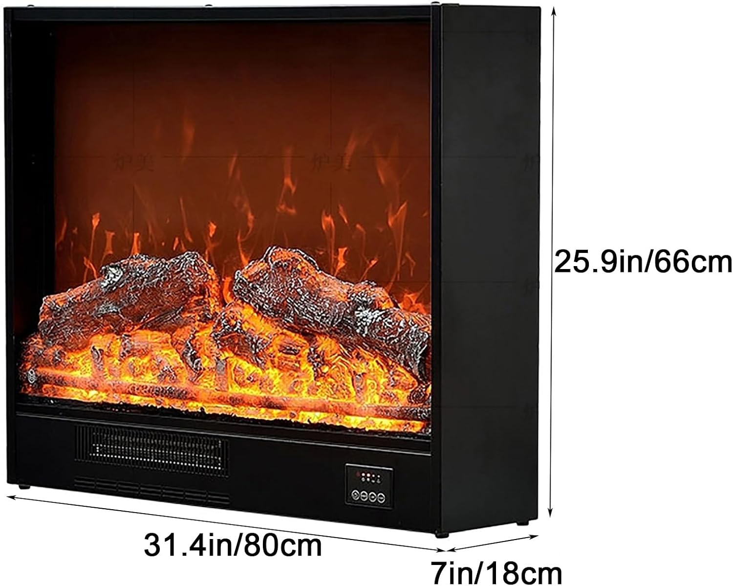 ZXDRYBHD Electric Fireplace Heater with Realistic Fire 80cm