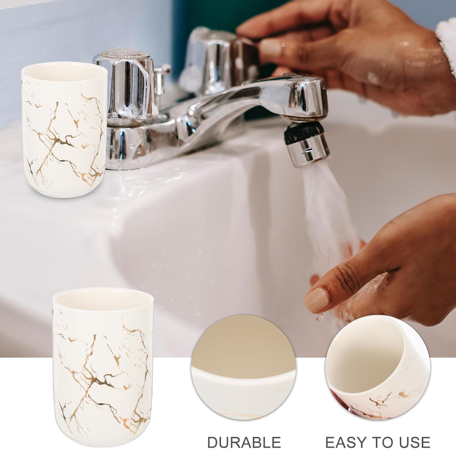 Alipis Ceramic Toothbrush Holder with Marble Pattern