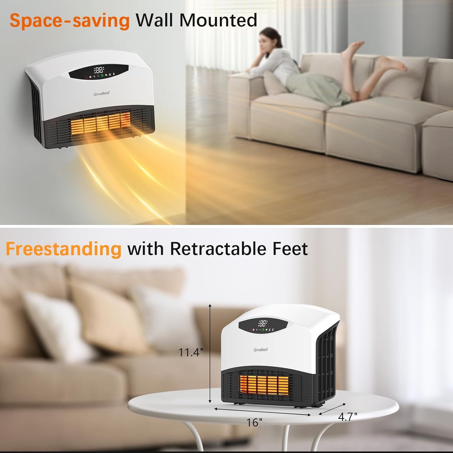 GiveBest Smart Wall Heater - 1500W with Alexa WiFi