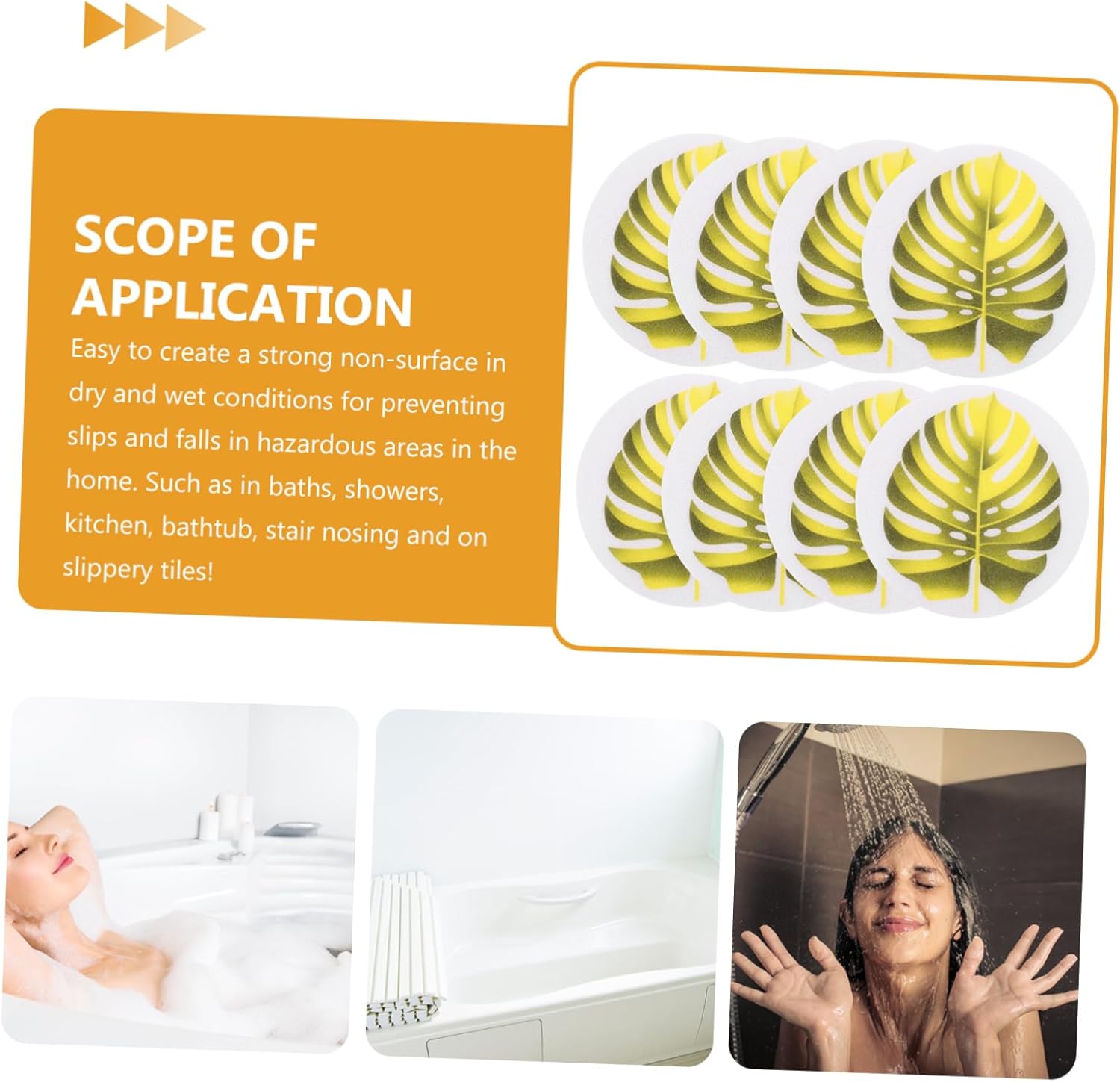 FONDOTIN Leaf Design Non-Slip Bathtub Stickers Set