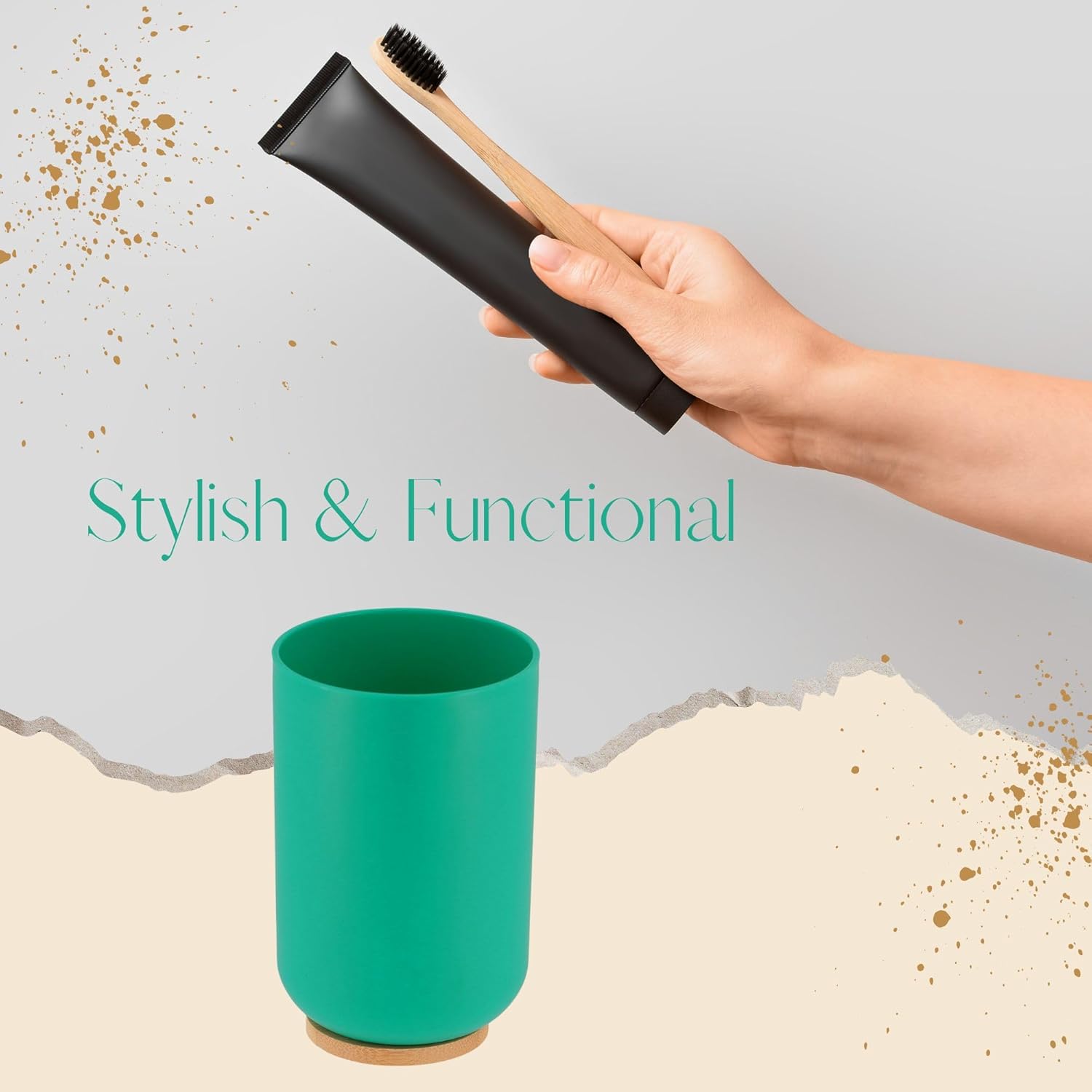 Bamboo-Based Green Padang Tumbler - 10 Fl Oz Toothbrush Holder