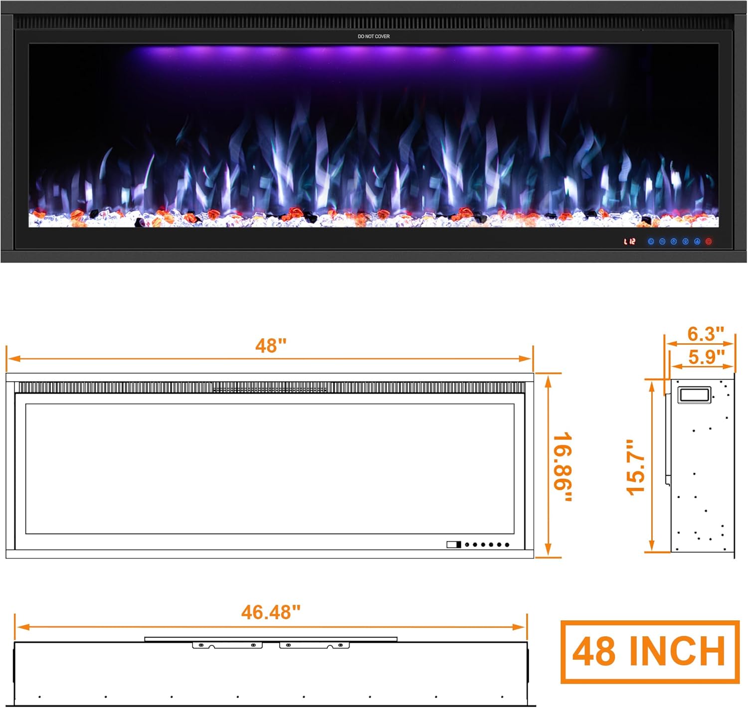 Benrocks 48 Smart WiFi Electric Fireplace Insert