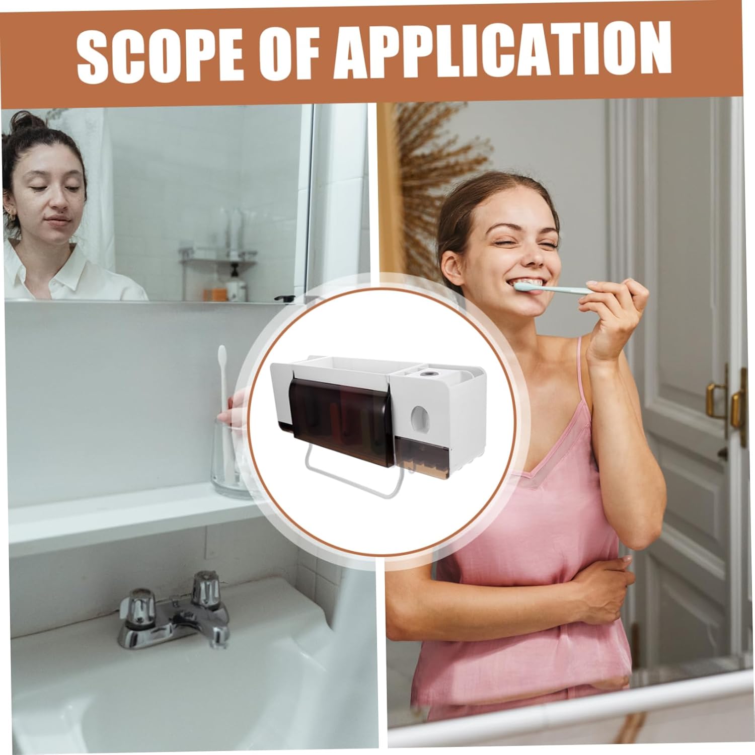 HOOTNEE Multi-Functional Wall-Mounted Toothbrush Holder Organizer
