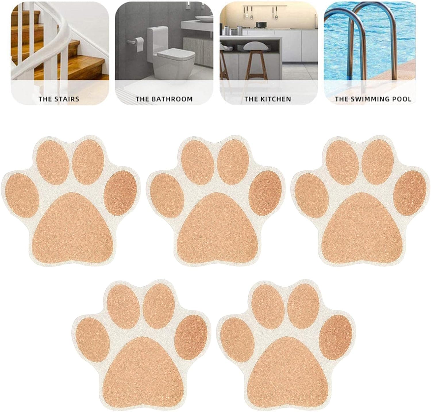 10-Pack Slip-Resistant Dog Paw Bathtub Decals - Brown