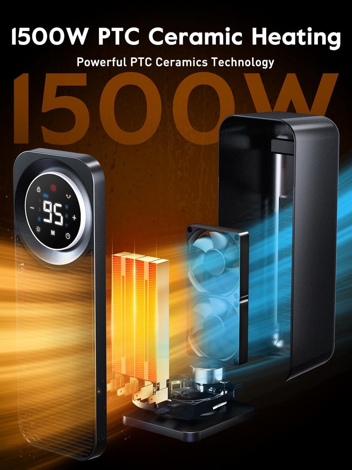 GiveBest Touch Panel Space Heater 1500W with Remote