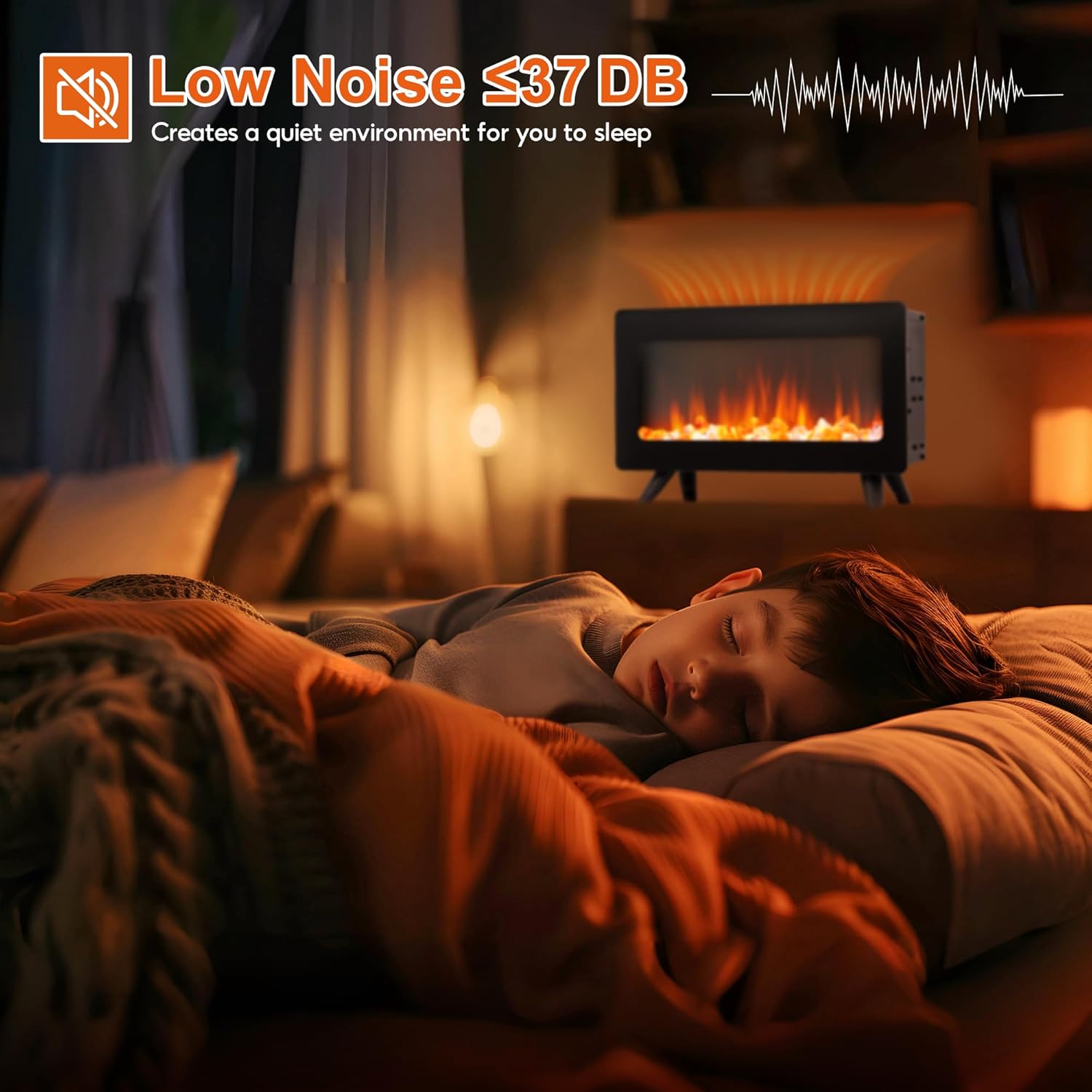 FLAMESHADE 16 Electric Fireplace - LED 3D Flames Freestanding 750W1500W Overheat Protection