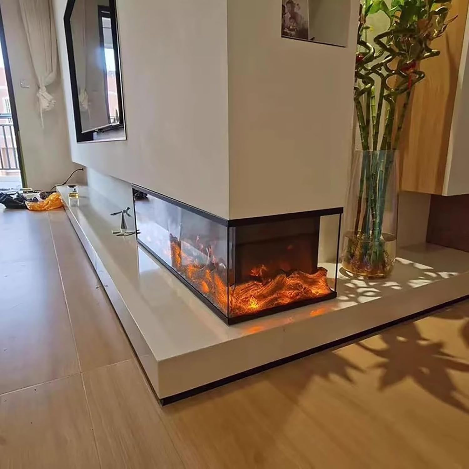 ZXDRYBHD Electric Fireplace Heater with Realistic Fire 80cm