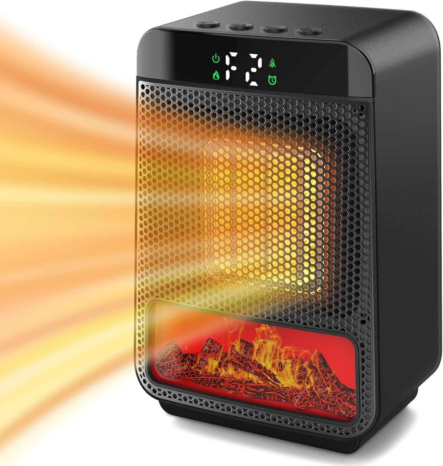 Cuteqi Mini Electric Fireplace Heater with 3D LED Flame and 1500W Power