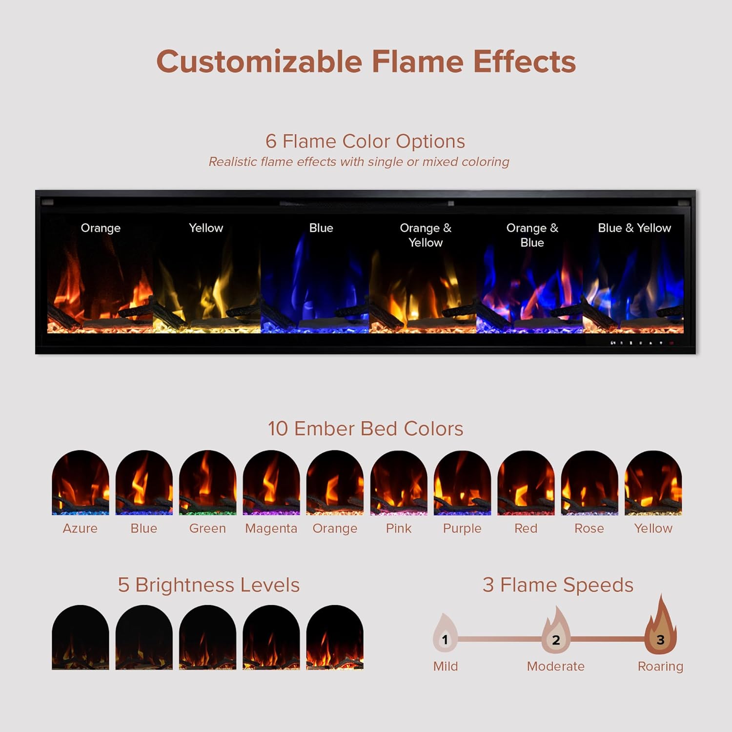 Modern Ember Aerus 72 Inch Smart Linear Electric Fireplace 1