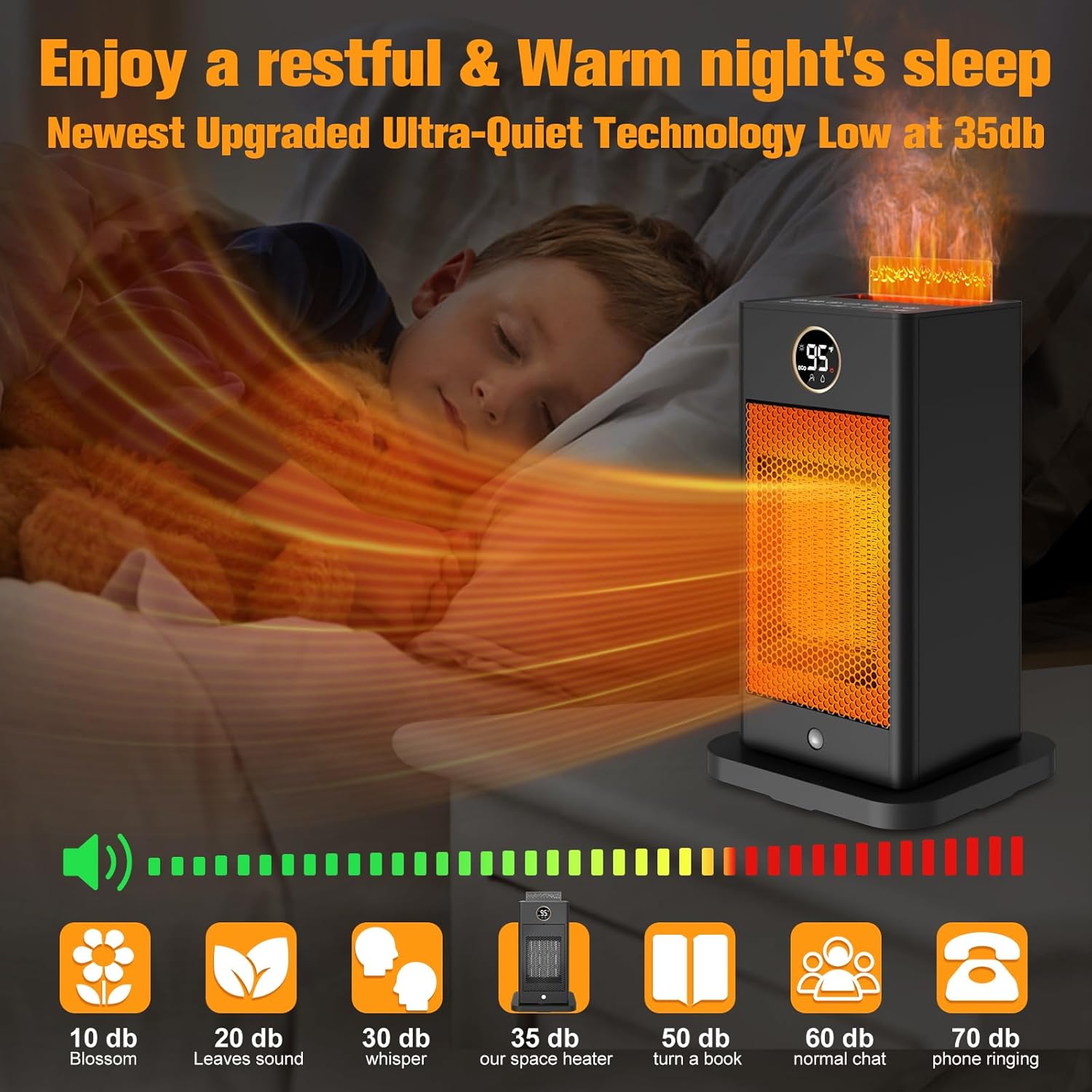 Verminget 1500W PTC Space Heater with Humidifier and 3D Flame Effect