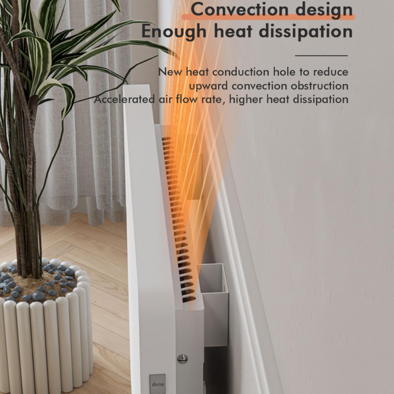 Efficient Wall Mounted Electric Heater for Home Office 600W