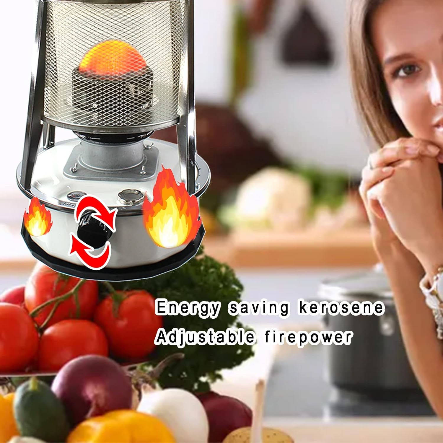 High-Efficiency Kerosene Heater with Fall Protection