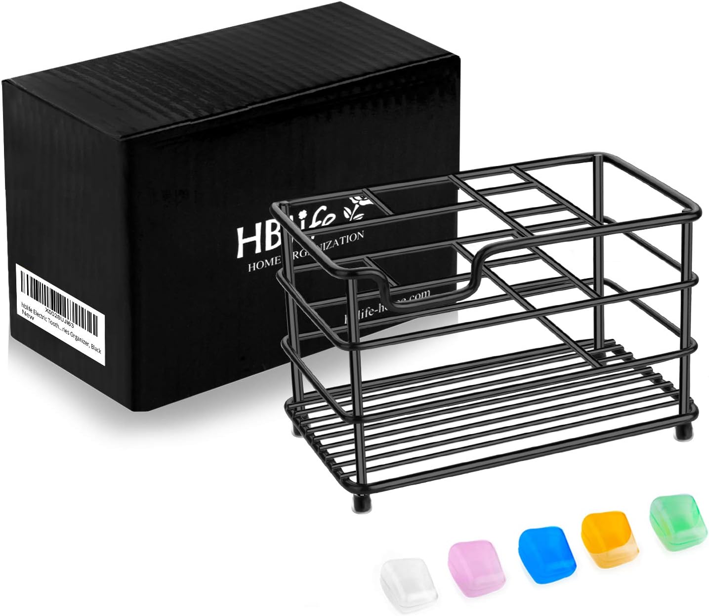 HBlife Electric Toothbrush Holder with 7 Slots - Black Stainless Steel Bathroom Organizer