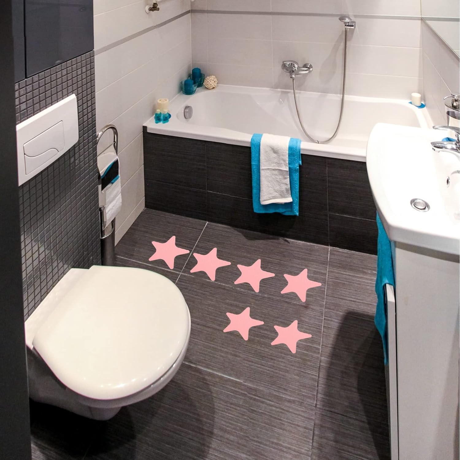 Garneck 4 Sets Self-Adhesive Star Stickers for Bathtubs and Floors