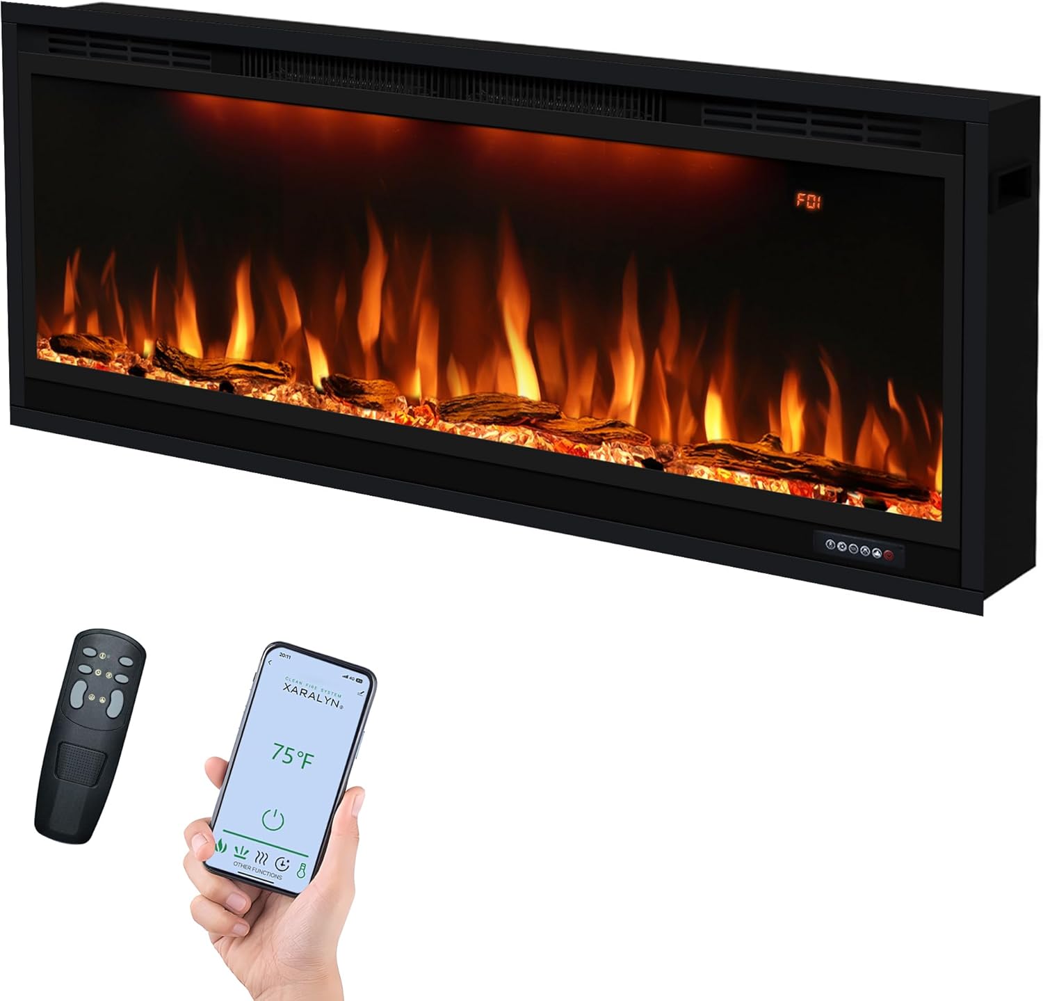 Dreamflame 42 Inch Smart Electric Fireplace with App Control and Timer