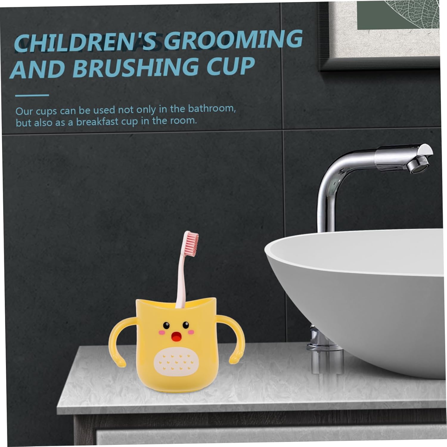 Unbreakable Kids Tooth Brush Cup with Cartoon Holder