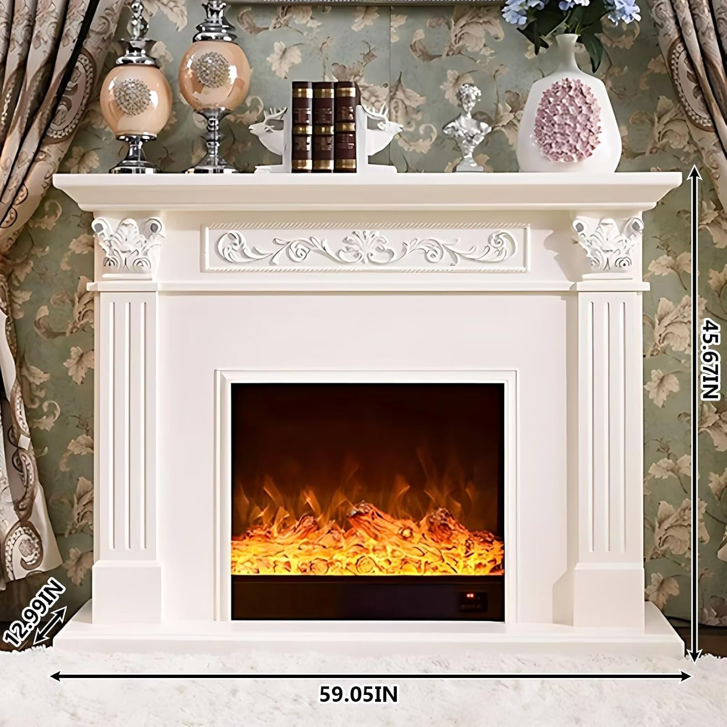 Aihm-Lon Electric Fireplace with Mantel and TV Console