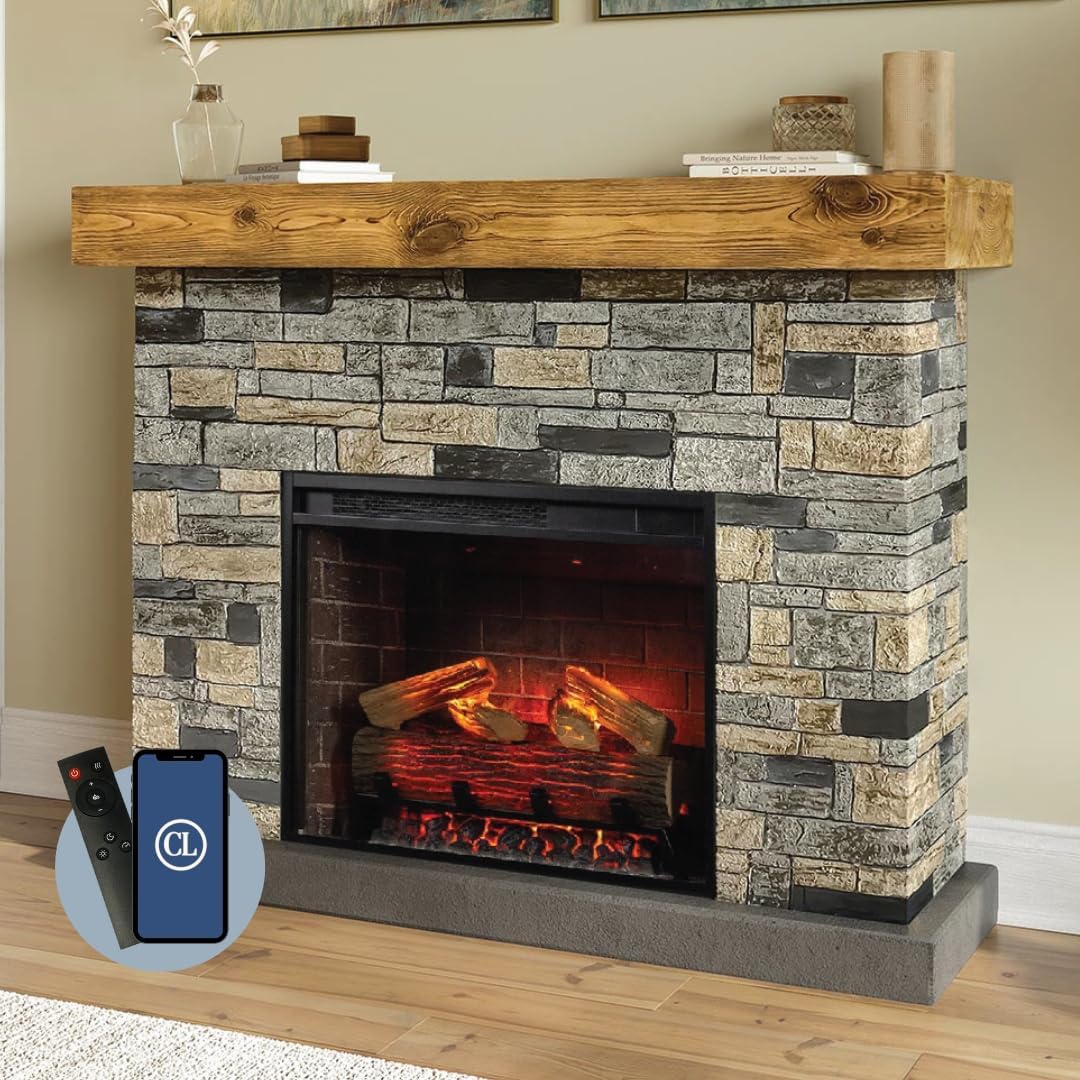 Country Living - Dixson Electric Fireplace with Mantel 28 Wood Insert