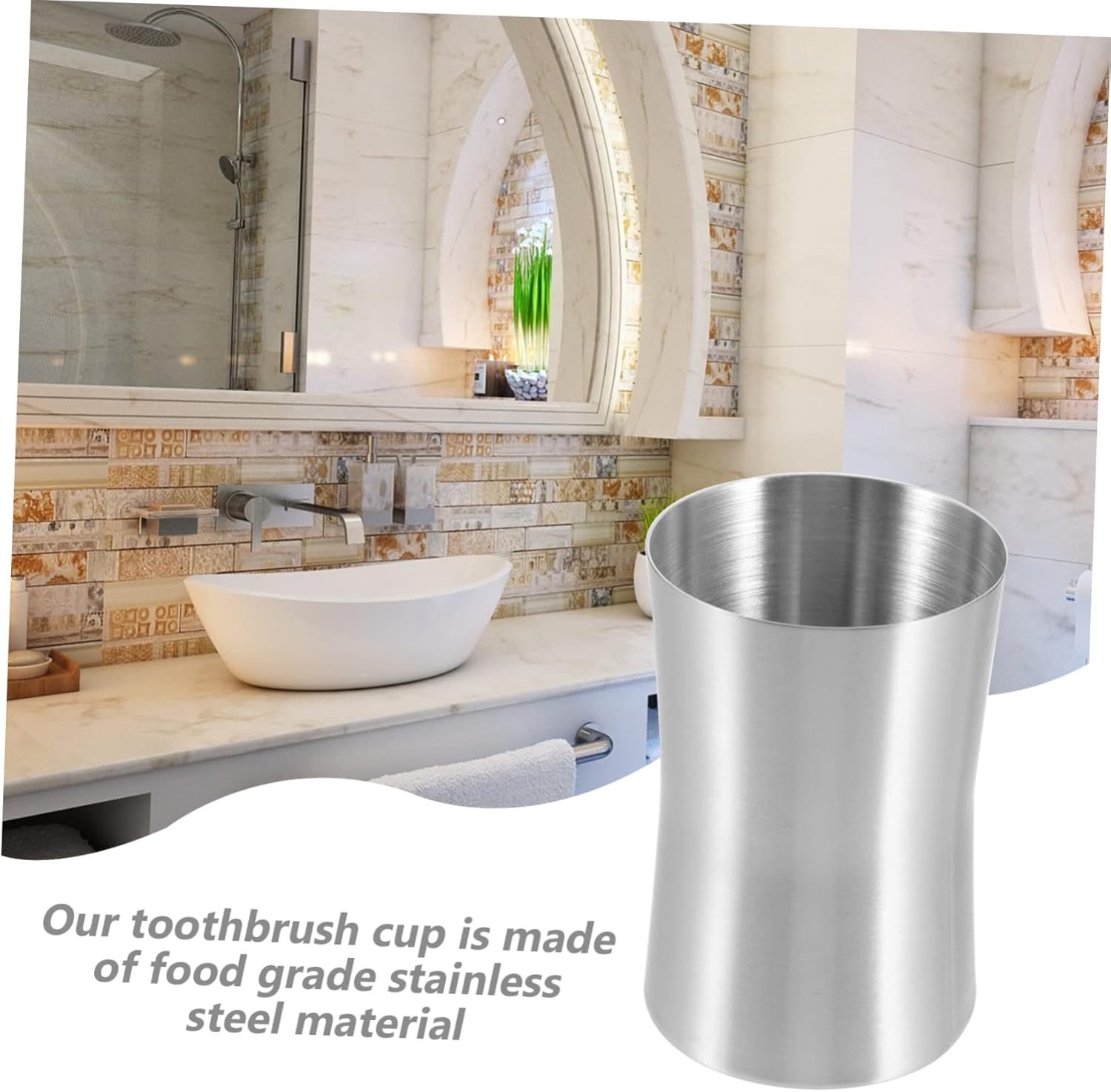 Cabilock Reusable Toothbrush Holder Stainless Steel Cup