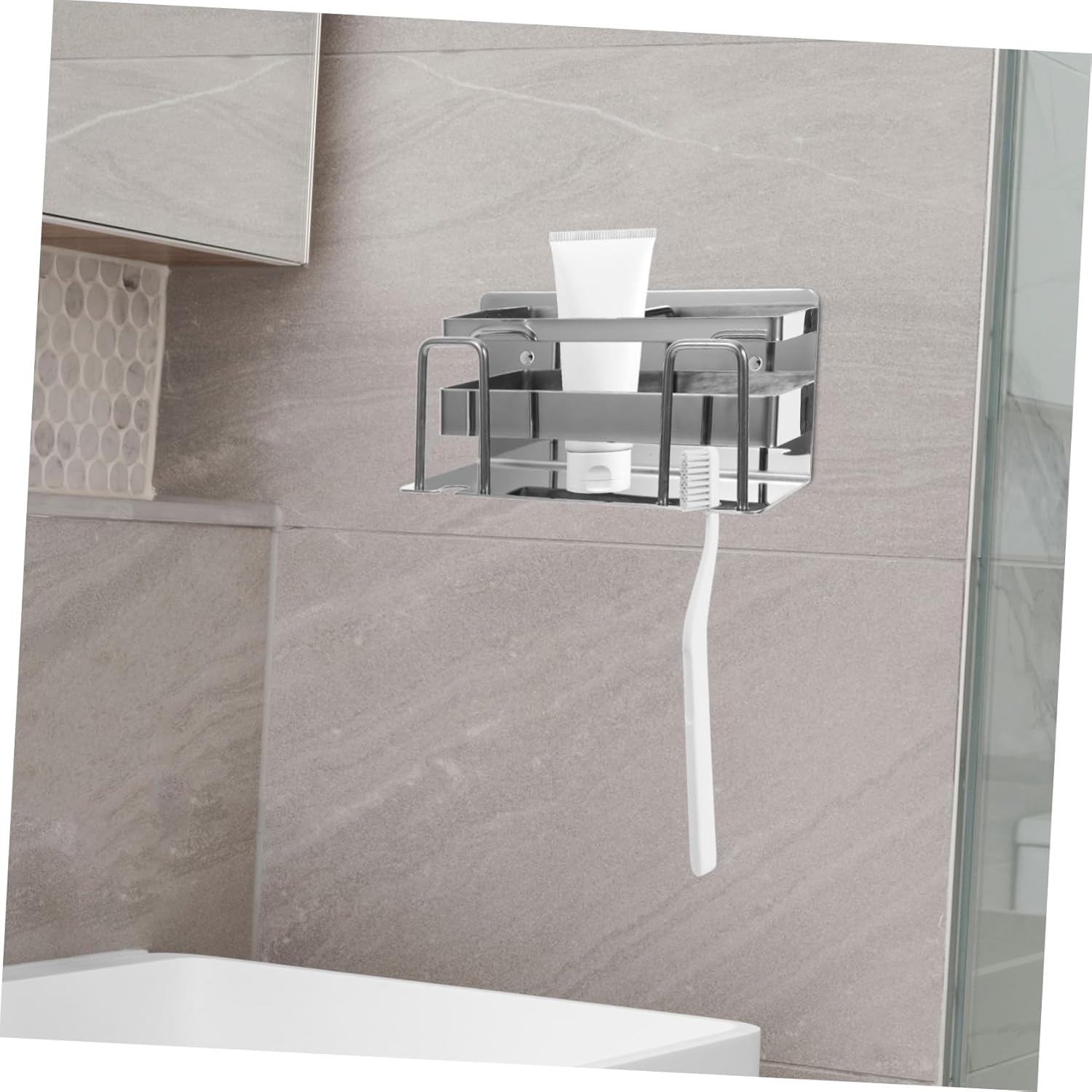 SHOWERORO Wall Mount Toothbrush Holder Stand