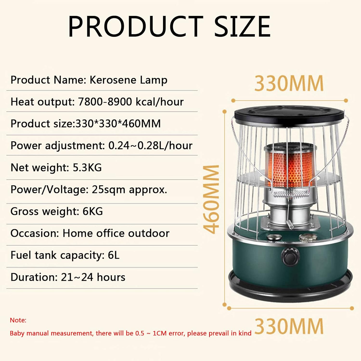 2600W Kerosene Heater with Auto Extinguish