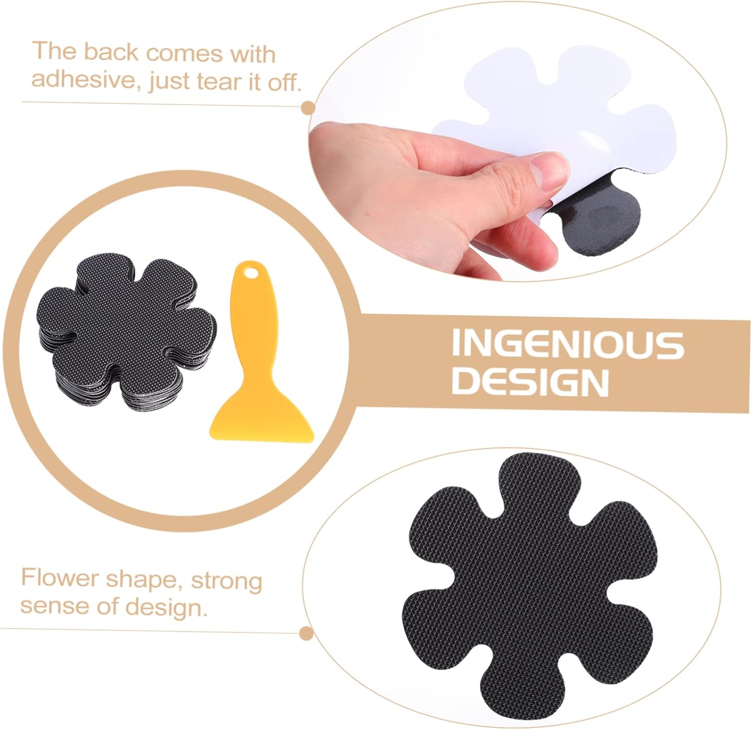 Yardenfun 20Pcs Flower Shaped Non-Slip Bathroom Stickers