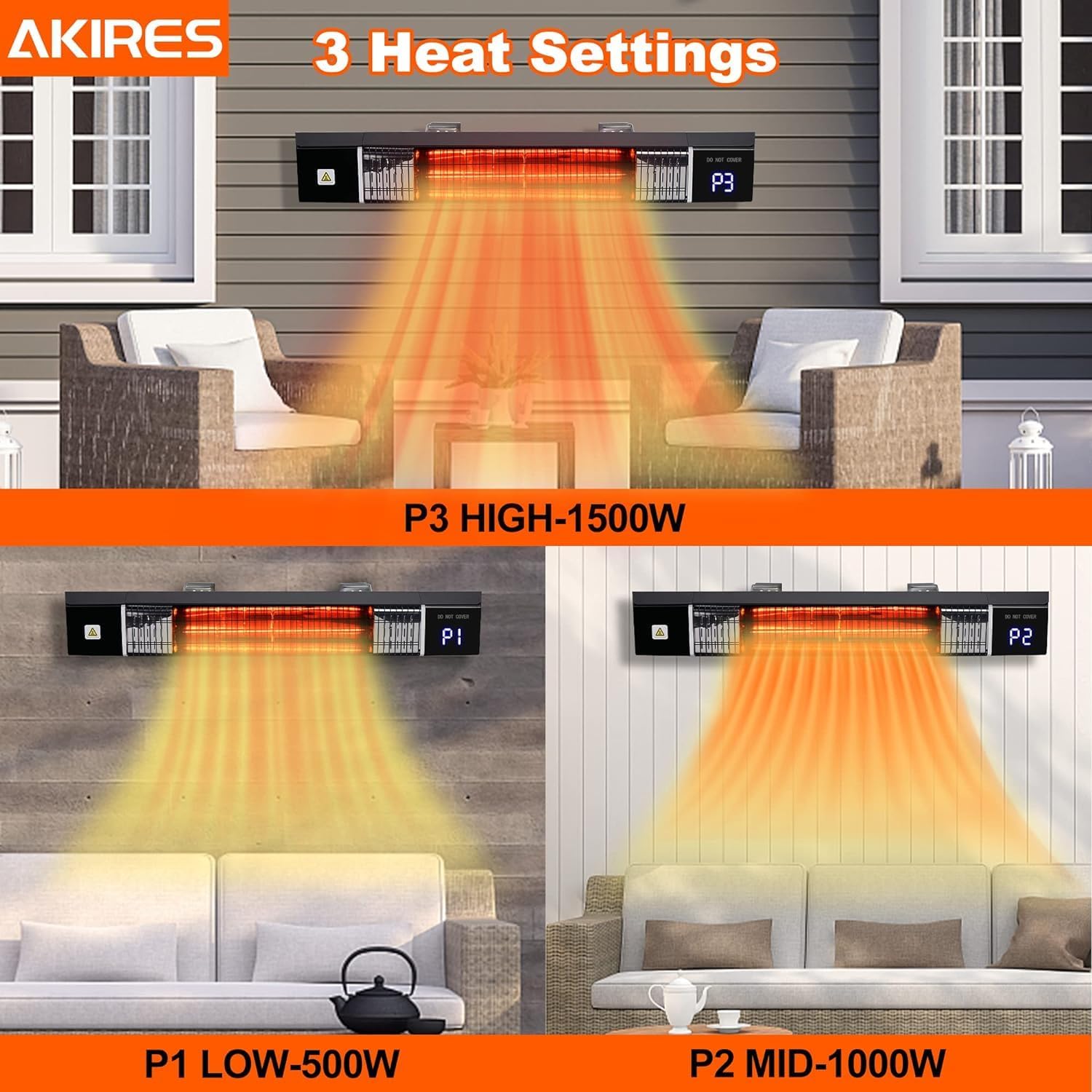 CLEIPENG Outdoor Electric Space Heater with Remote Control