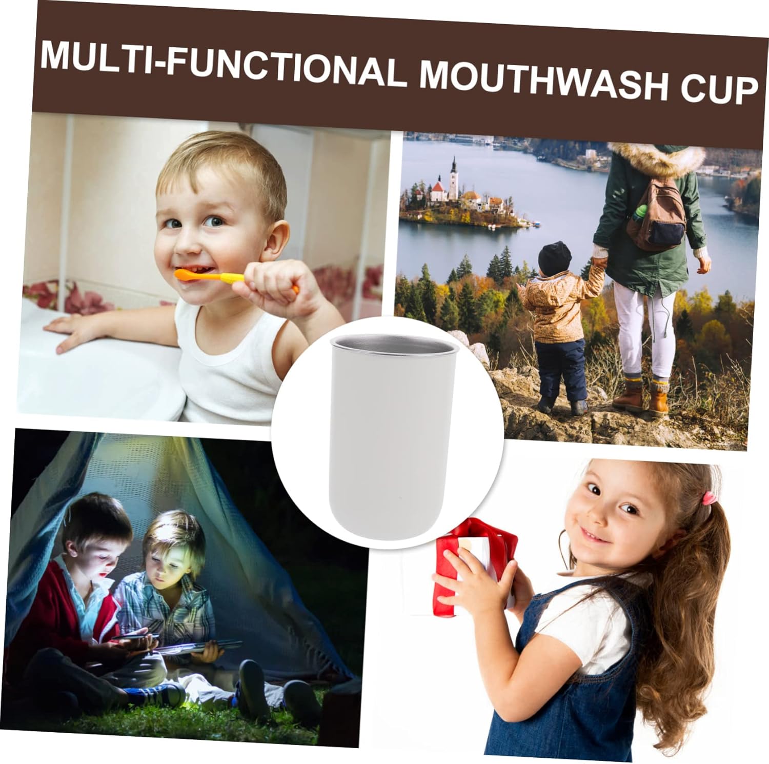 Cabilock 2pcs Stainless Steel Toothbrush Storage Cup for Kids