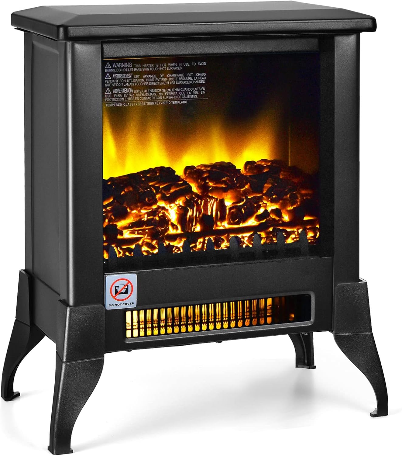 Tangkula 18 Inches Electric Fireplace Stove with Realistic Flame Effect
