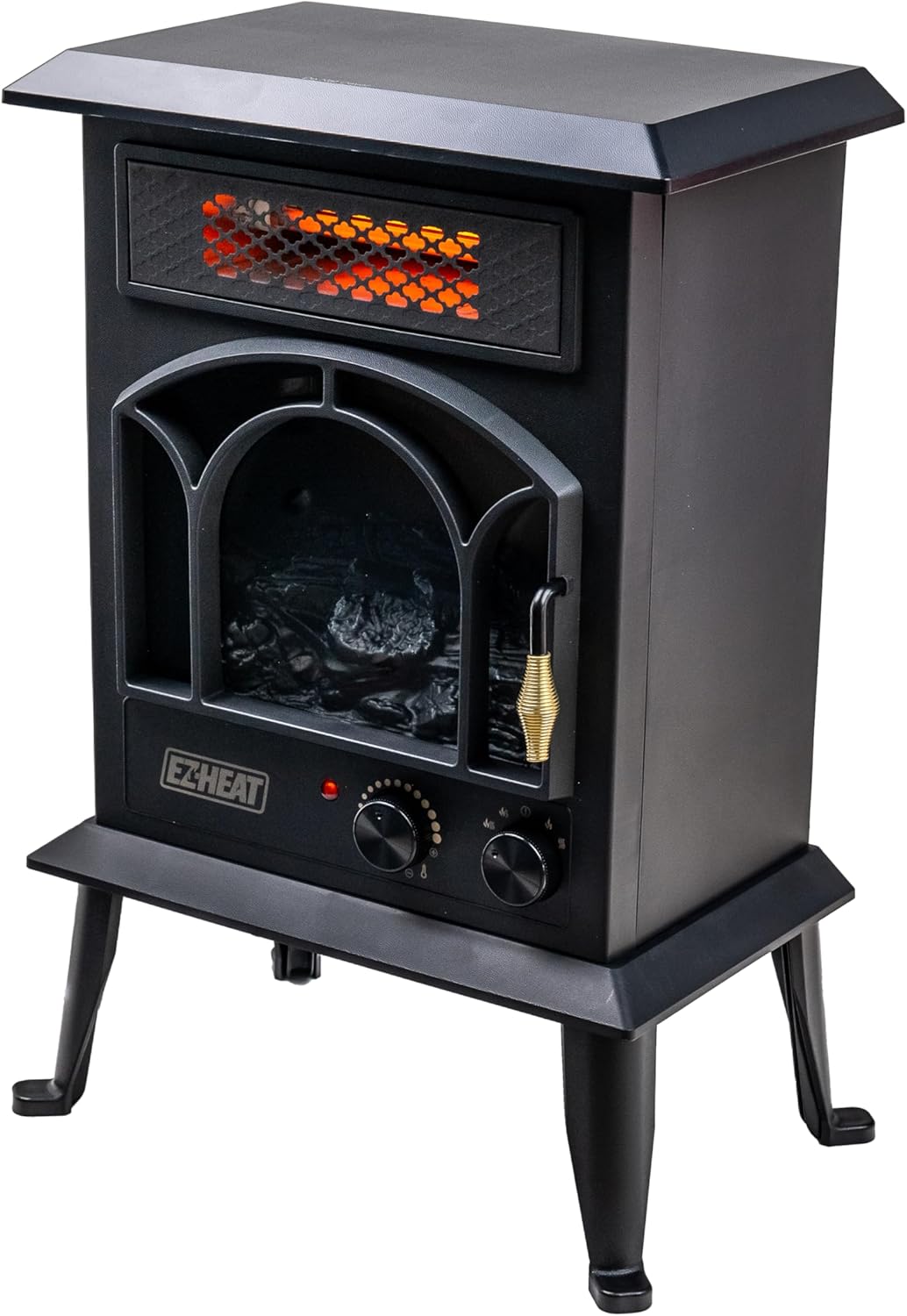 EZ-HEAT Electric Fireplace Heater with Flame Effect and Dual Heat Settings
