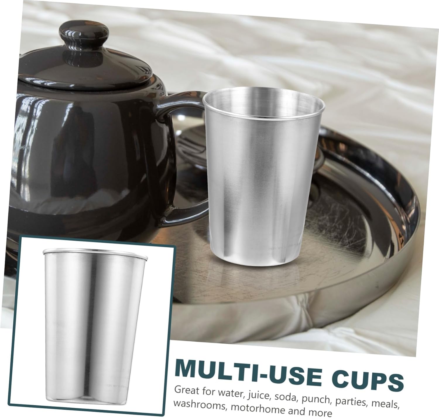 Mobestech Silver Stainless Steel Tumbler Cup Multi-Use Holder