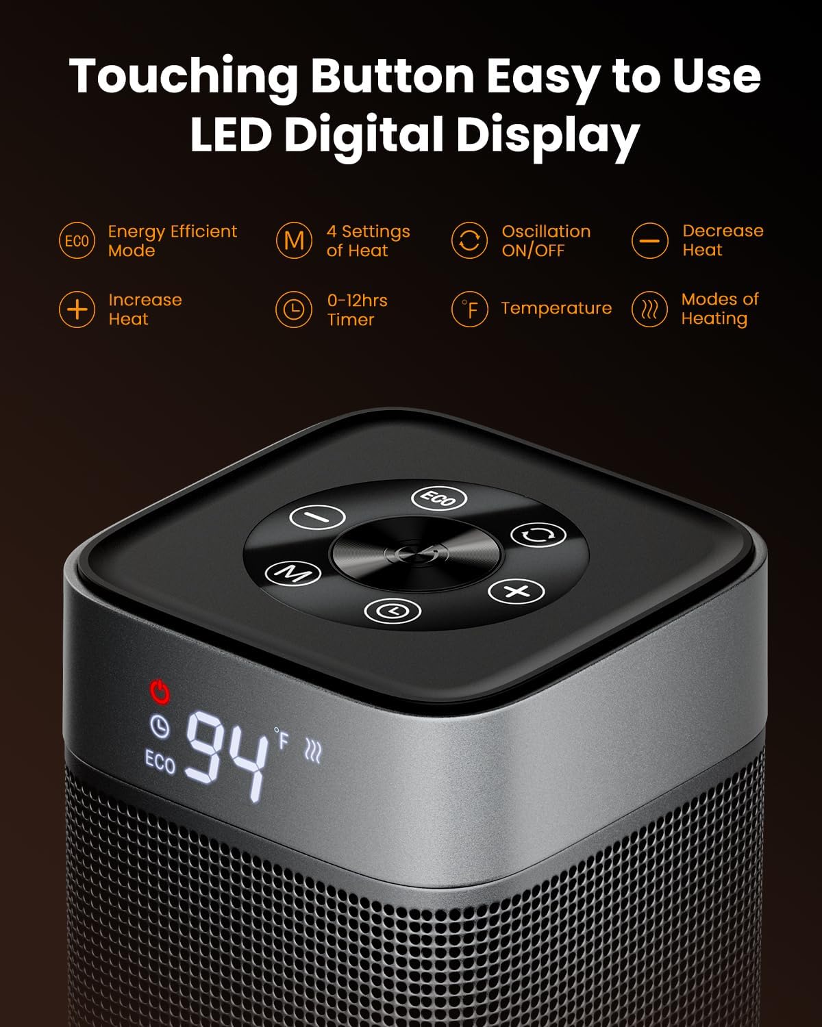 Gaiatop 1500W Electric Space Heater with 5 Modes and Remote Control 1