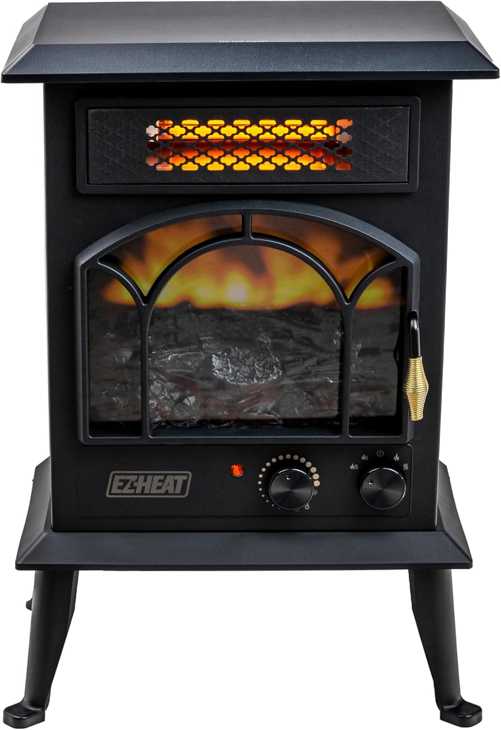 EZ-HEAT Electric Fireplace Heater with Flame Effect and Dual Heat Settings