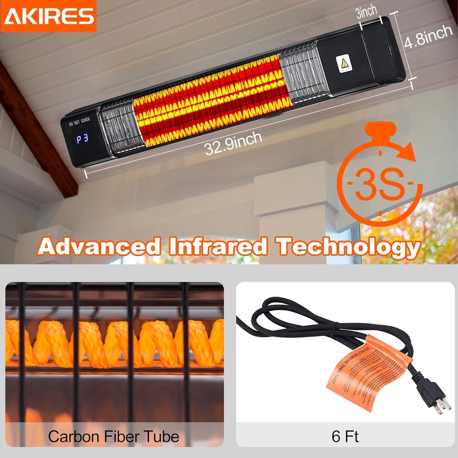 CLEIPENG Outdoor Electric Space Heater with Remote Control
