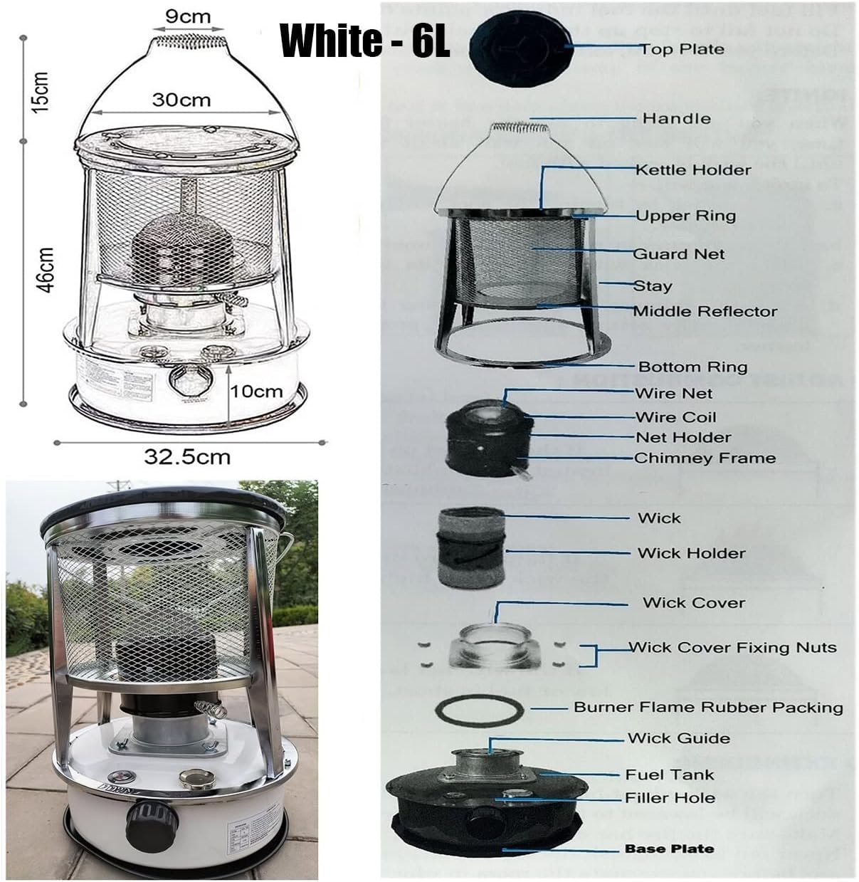 PBFHRV Kerosene Stove Heater Portable 3000W Fast Heating