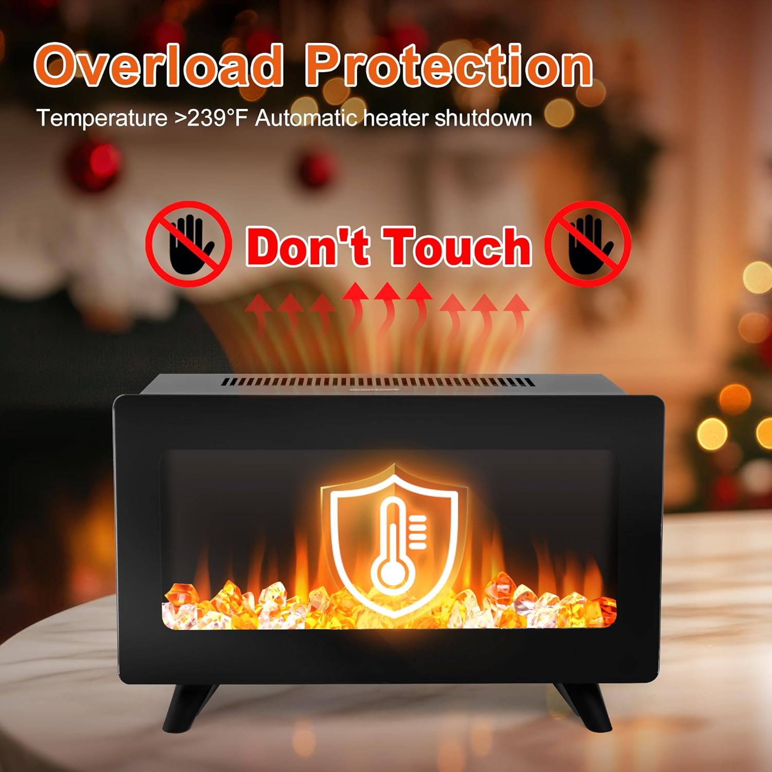 FLAMESHADE 16 Electric Fireplace - LED 3D Flames Freestanding 750W1500W Overheat Protection
