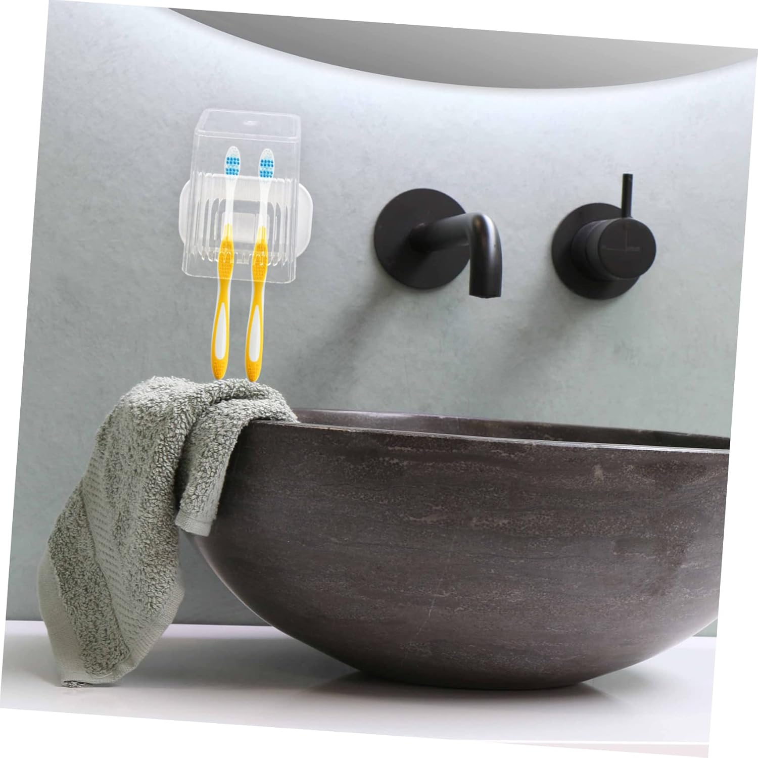 Alipis Wall Mounted Toothbrush Holder with Tumbler 1